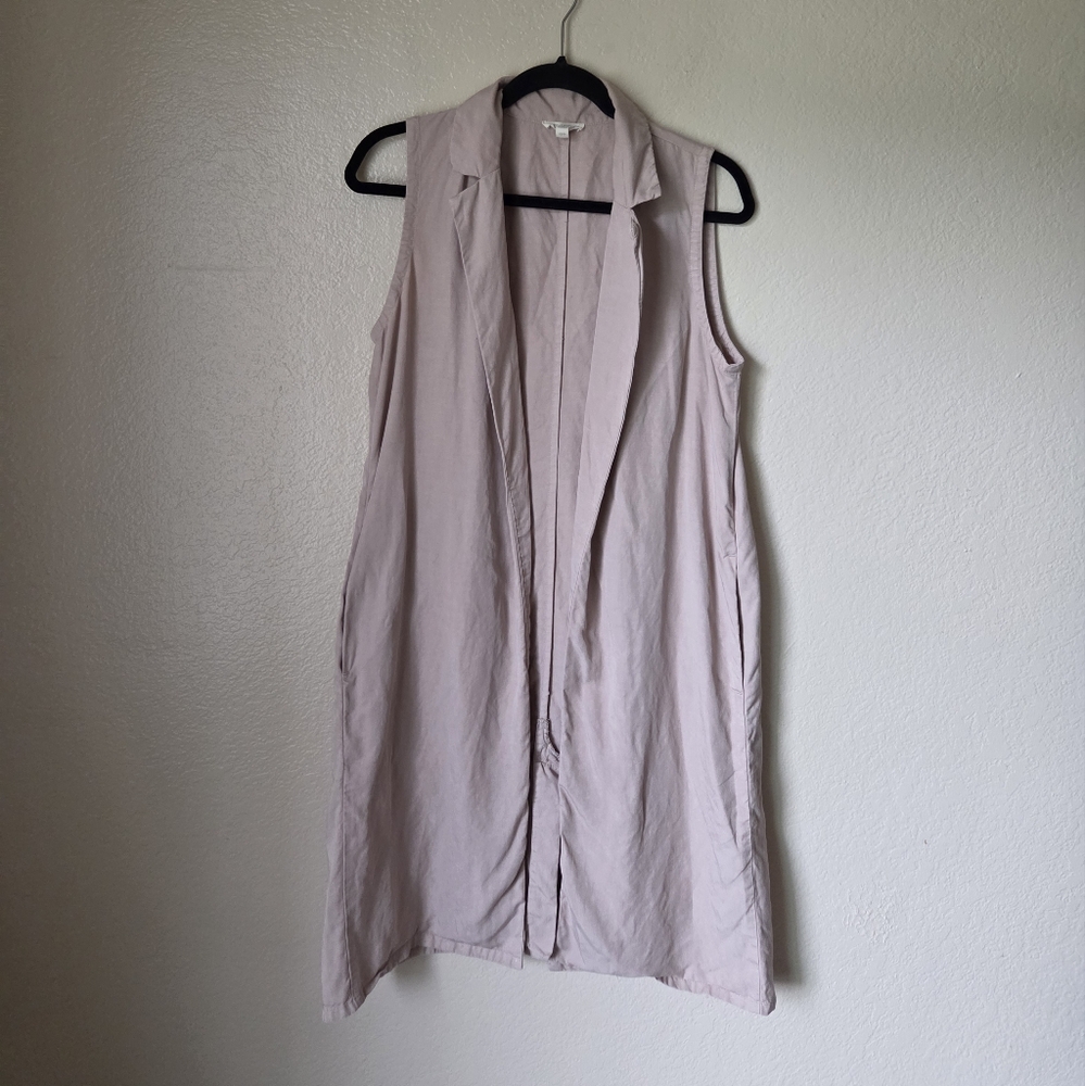 Eileen Fisher Sleeveless Open Front Linen Blend Cardigan Size XS